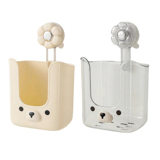 Storage Box with Vacuum Suction Cup Wet Tissue Holder Hygienic Wipe Holder Cute Bear Shape Kitchen Bathroom Organizer