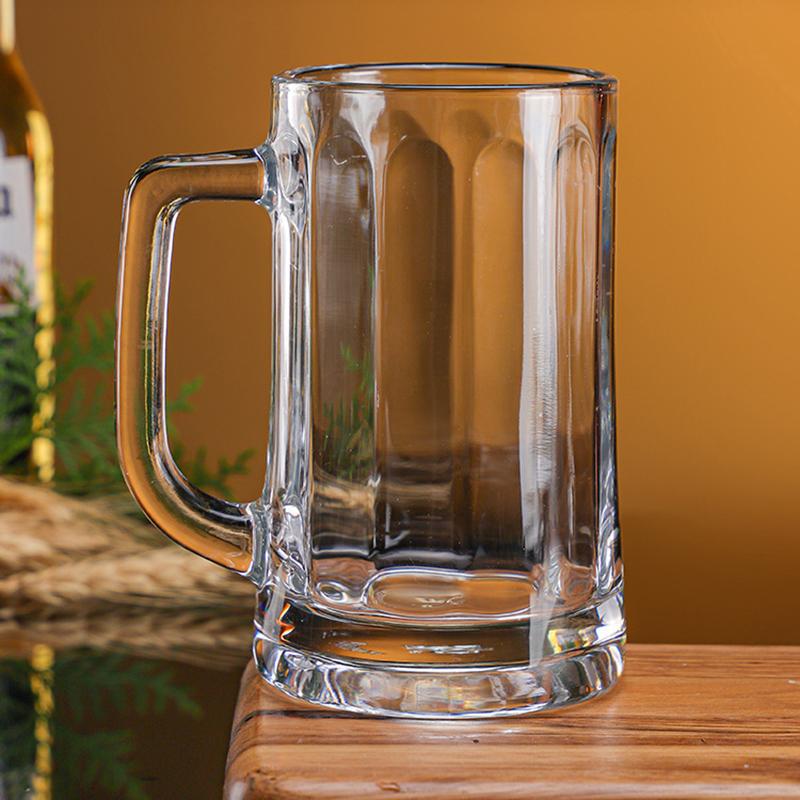 400ml 2pcs Set Craft Beer Glass with Handle Heat Thick Bottomed Beer Glass Party Transparent Drinkware Resistant Tea Water Cup