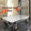 Foldable Steel Flatbed Hand Truck - Portable Small Trolley for Transporting Goods
