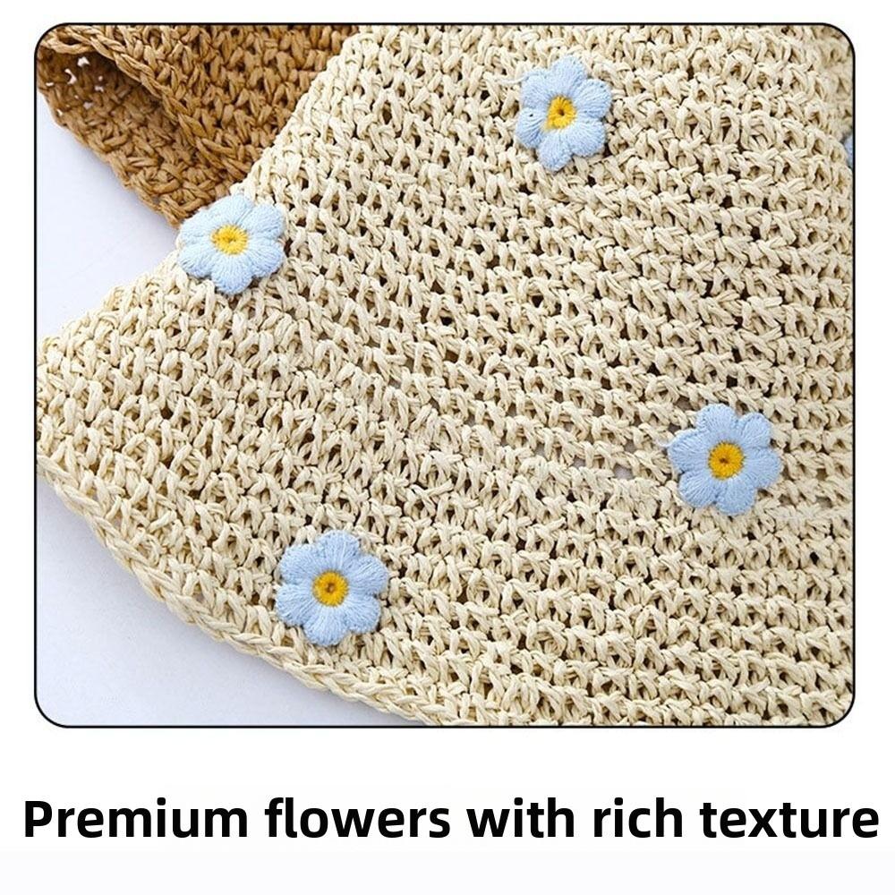 Foldable Woman's Straw Hat Elegant Sunscreen Cap Casual Lace Brim Sunshade Cap  Outdoor