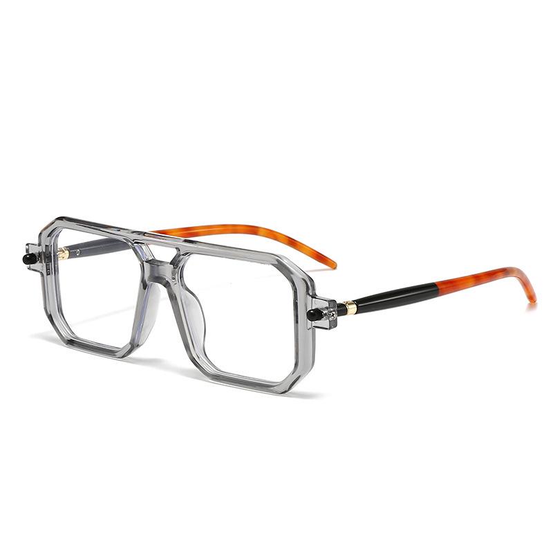 

Unisex Double-Beam Polygonal Frame Sunglasses - Retro Modern Street Style with Flat Lenses