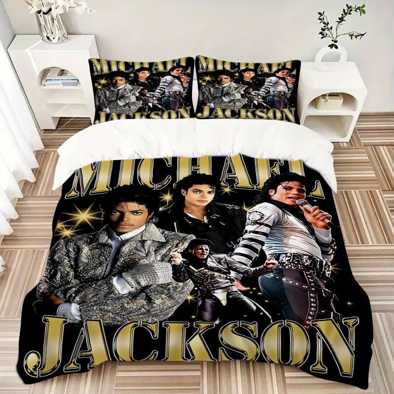 Michael Jackson Star Music Print 3Pcs Bedding Setduvet Cover With 2 Bedropillowcase Home Birthday Gift