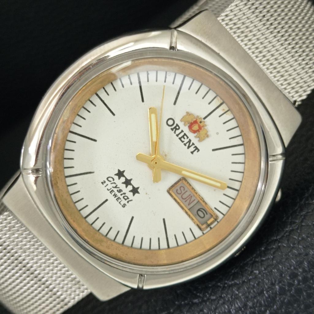 ВИНТАЖНЫЕ ORIENT CRYSTAL АВТОМАТИЧЕСКИЕ 46941 ЯПОНИЯ МУЖСКИЕ БЕЛЫЙ ЦИФЕРБЛАТ ЧАСЫ a704833-1