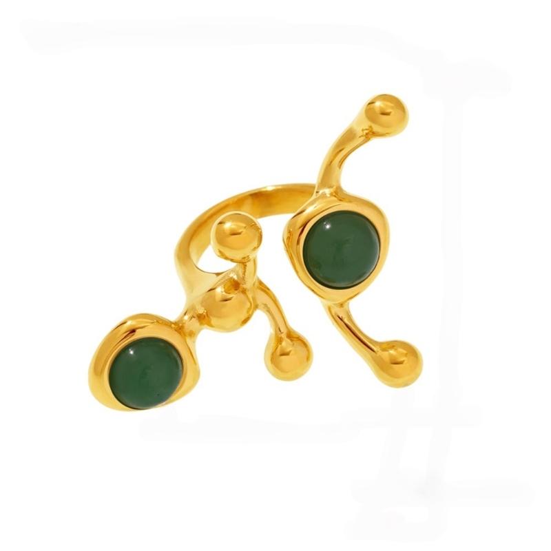 Fashion Forward C Band Natural Mineral Ring Lightweight Stainless Material 14g Jewelry Multiple Style Selection