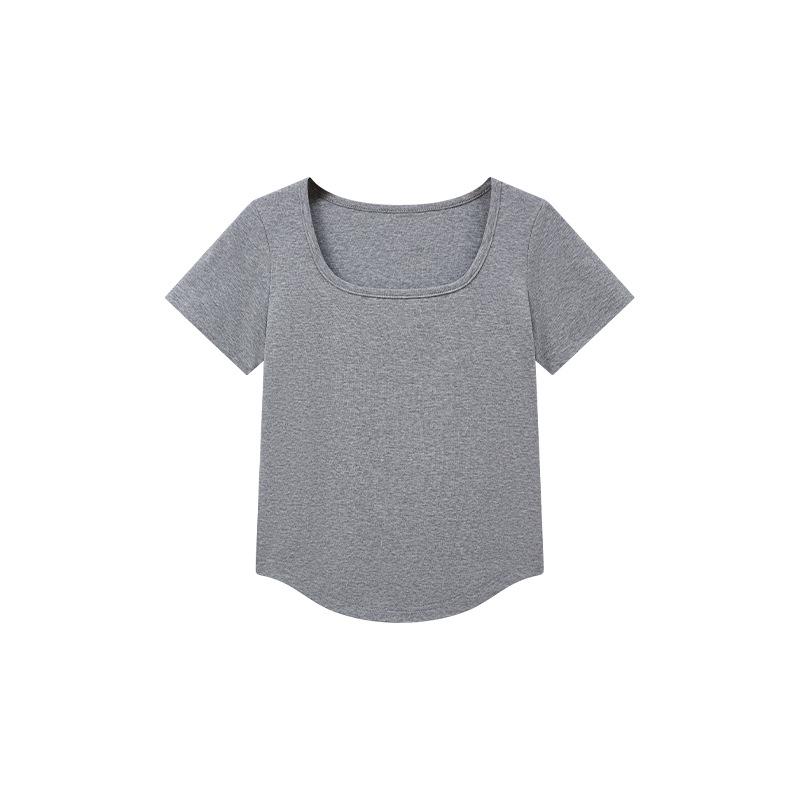 Cotton Aesthetics: Women's Slim Fit Square Neck Short Sleeve Top