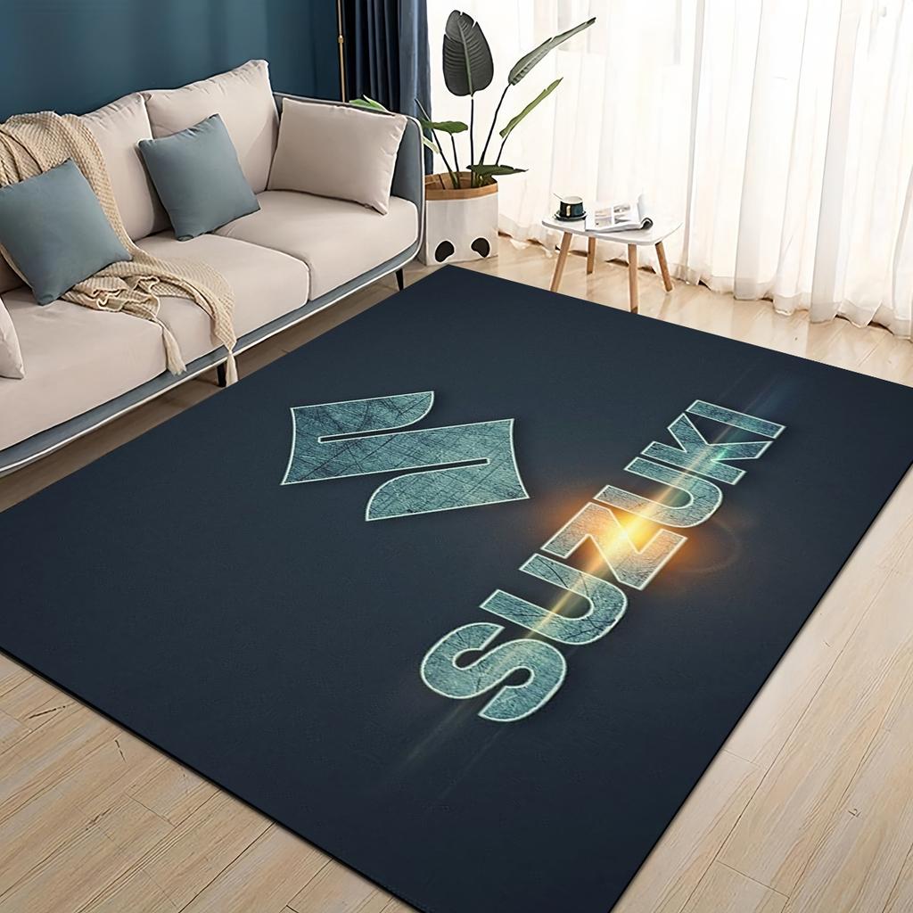 3D Racing Car S-SUZUKI Logo Motorcycle Carpet Rug for Living Room Bedroom Home Sofa Decoration,Kids play Non-slip Floor Mat