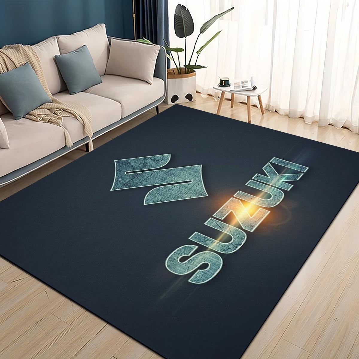 

3D Гоночний автомобіль S-SUZUKI Логотип Мотоциклетний килим для вітальні спальні домашньої диванної декорації, дитячий ігровий нековзний килимок для підлоги 40x60cm( 15x23in )