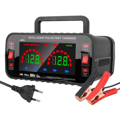 LCD displej 150W pulzní oprava inteligentní vysoce výkonná plně automatická nabíječka autobaterií s EU zástrčkou 12V/10A 24V/5A pro olověné AGM gelové baterie