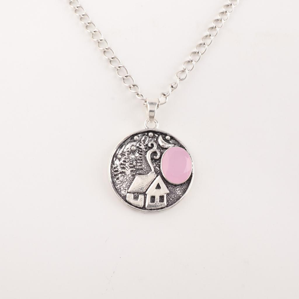 Rose Chalcedony Gemstone 925 Sterling Silver Jewelry Pendant 1.29'' Gift For Mom CP-39-20