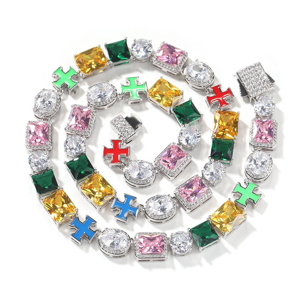 2026 European and American Color Zircon Bracelet Wind Niche Fashion Dopamine Sweater Chain Accessories 18CM