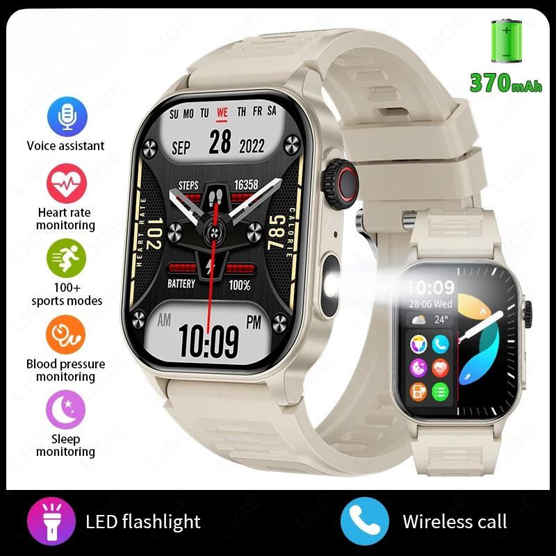 

Smart Watch Men Sports Health Monitor Bluetooth Call Smart Watches For Men Outdoor Waterproof LED Flashlight Smartwatch