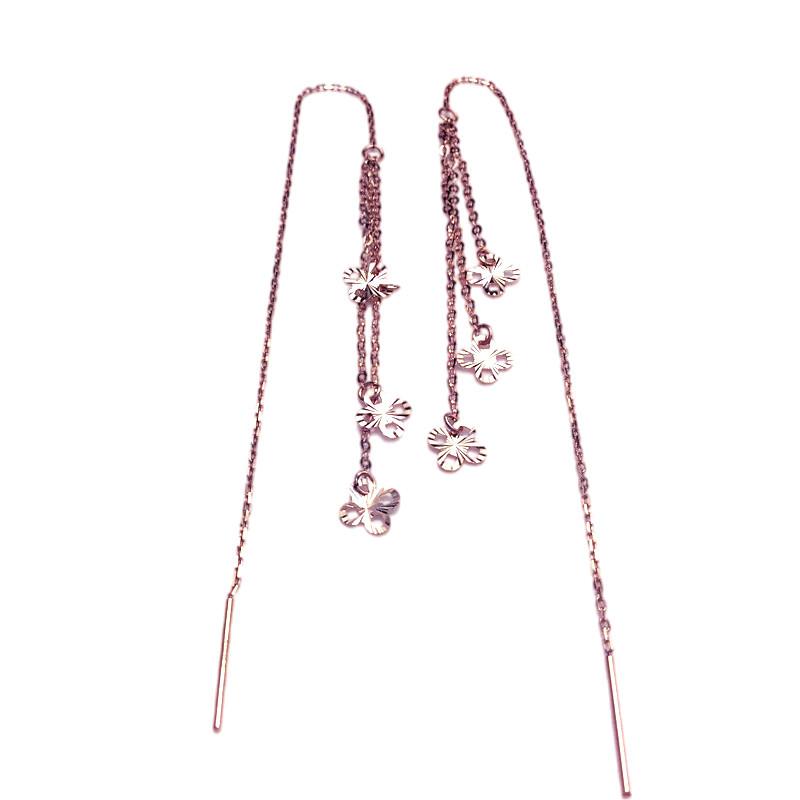 Color Gold Purple Gold Shiny Flower Earrings Exquisite Delicate Rose Gold Fringed Earrings