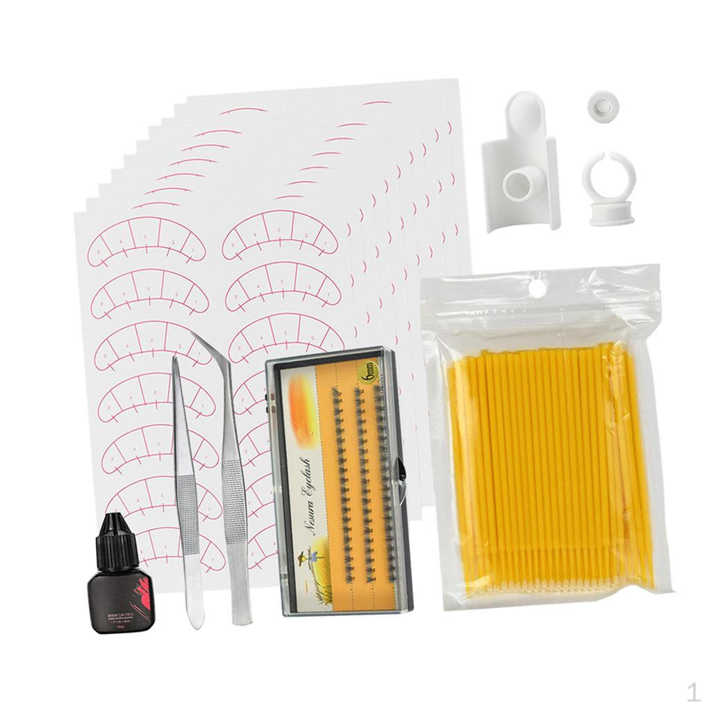 

Extension Graft Glue Tweezers Cleansing Swabs Applicators Pallet Set жёлтый