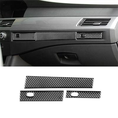 3PCS Car Styling Carbon Fiber Εσωτερικό Κέντρο Ελέγχου Copilot Water Cup Holder Panel For BMW 5 Series E60 E61 2004-2010