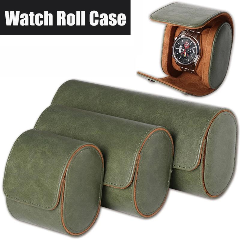 For Men Women Leather Watch Roll 1 2 3 slots Luxury Genuine Storage Box Travel Bag Watch Case Gift Box Watch Pouch