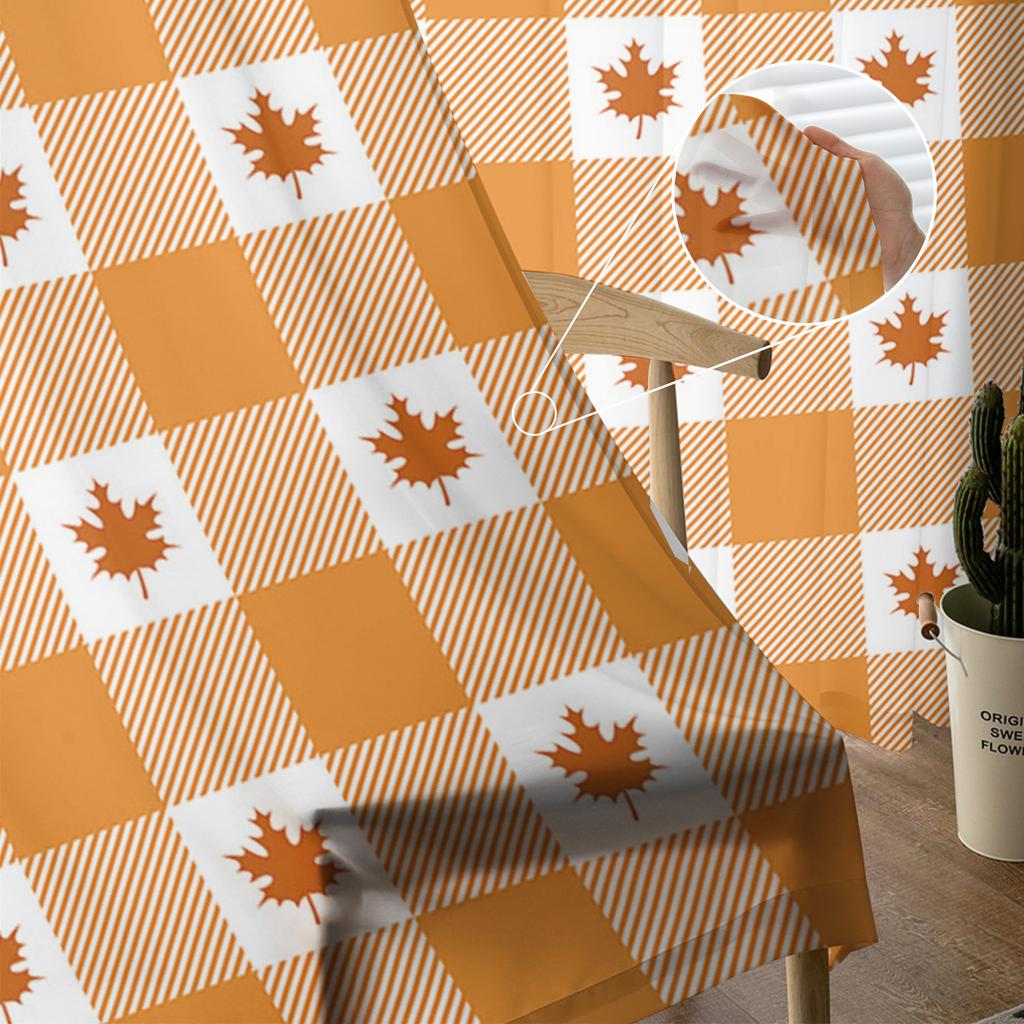 Herbst Ahornblatt Orange Gitter Tüll Vorhänge für Wohnzimmer Gardinen für Schlafzimmer Küche Fenster Vorhang