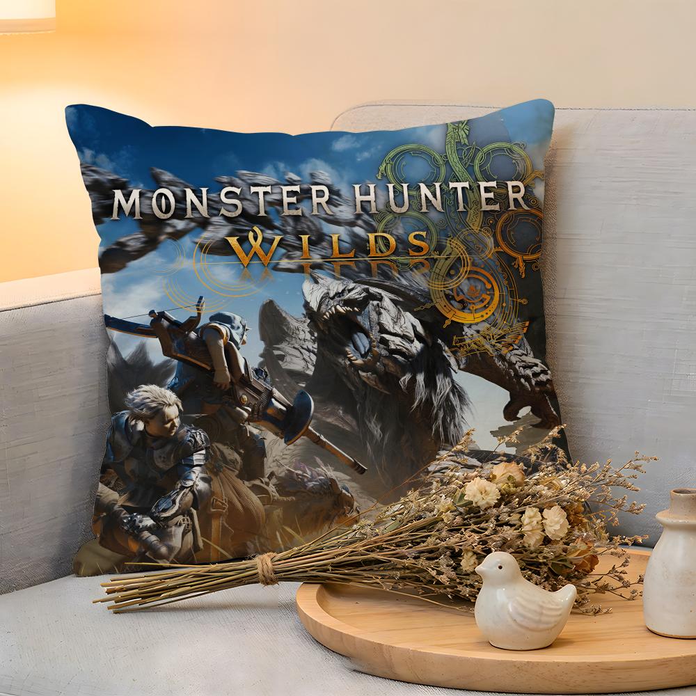 Cushion Cover Linen SkinFriendly Soft Decorative Case for Sofa Home Decor Hot Game Monster Hunter Wilds Pillow cover