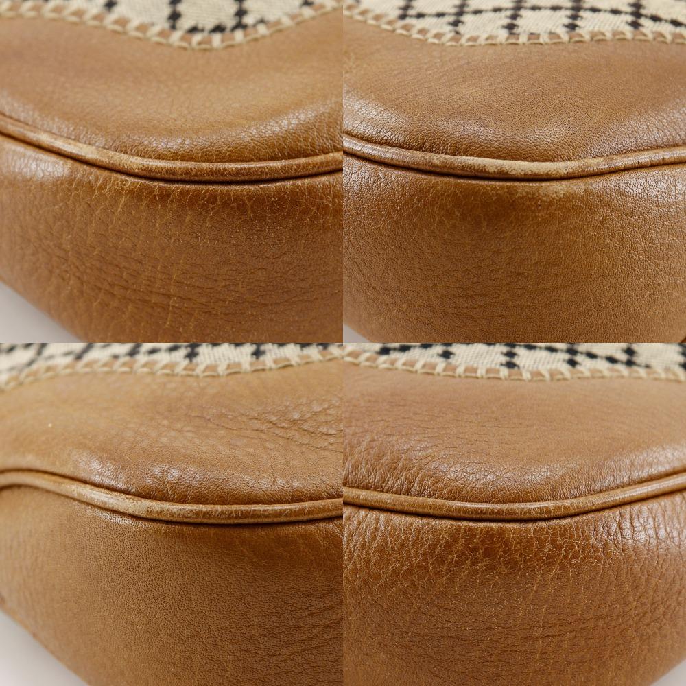 Gucci New Jackie Handbag 246907 Diamante Bamboo Fringe Brown Canvas Women Used