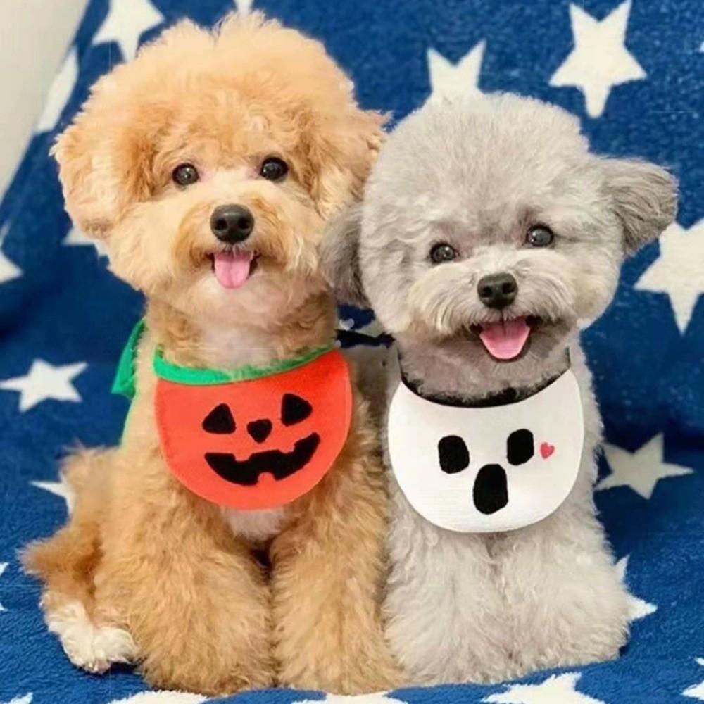 Ghost Pumpkin Dog Scarf Comfortable To Wear Kitty Saliva Towel Lightweight Halloween Pet Bib  Gift