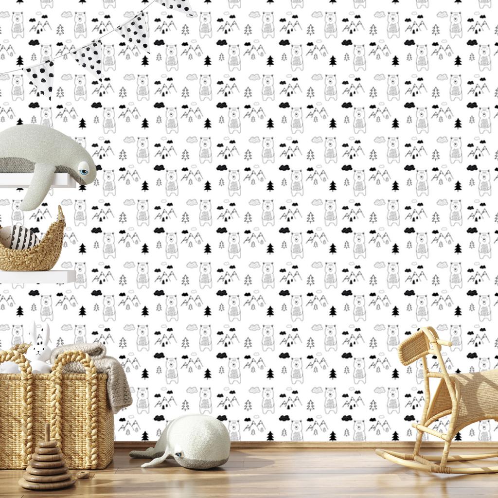 Bears and Mountains Wallpaper for Living Room and Bedroom 50x1000