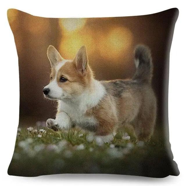 Cute Welsh Corgi Pembroke Dog Printed Pillowcase Decoration  Pet Animal Cushion Cover Sofa Household Car