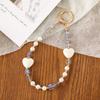 Crystal Bead Pendant With Colored Heart Phone Strap