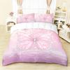 3pcs pink floral butterfly pattern duvet cover set 1 duvet cover+2 pillowcases coreless. Soft and comfortable bedding set