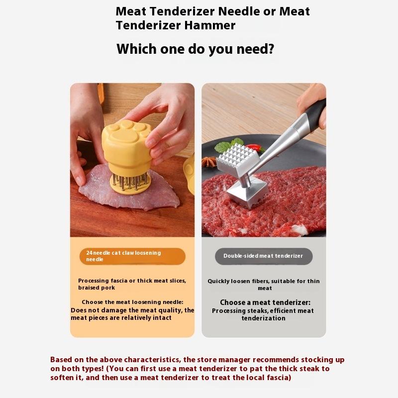 Stainless Steel Cat'S Paw Shape Meat Tenderizer Tender Meat Needle Meat Tenderizer Tool With Needle Meat Hammer Cooking Tool