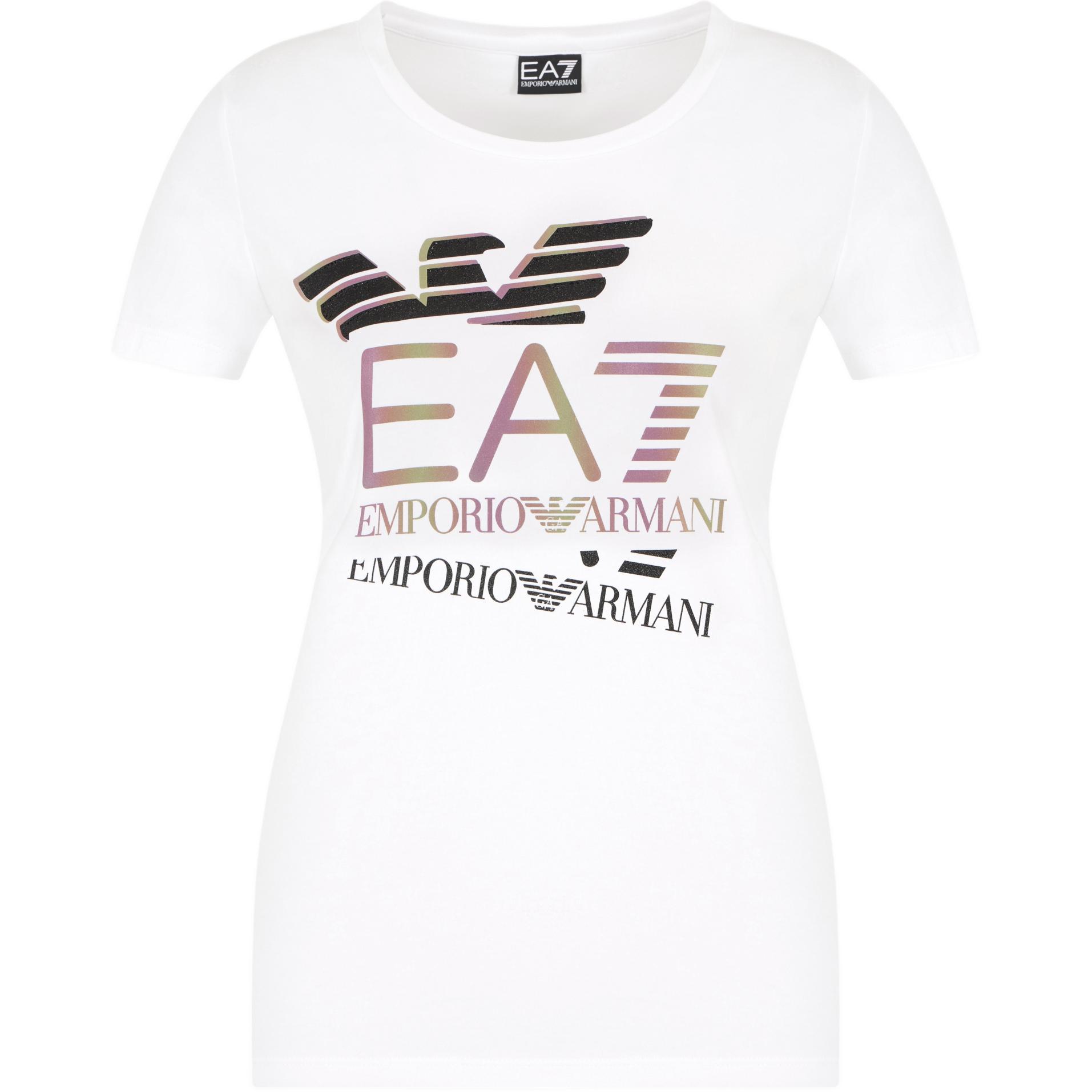 Emporio Armani EA7 Logo Cotton Crew Neck T-Shirt Women tops White 7W000182-AF10373-U0002 S