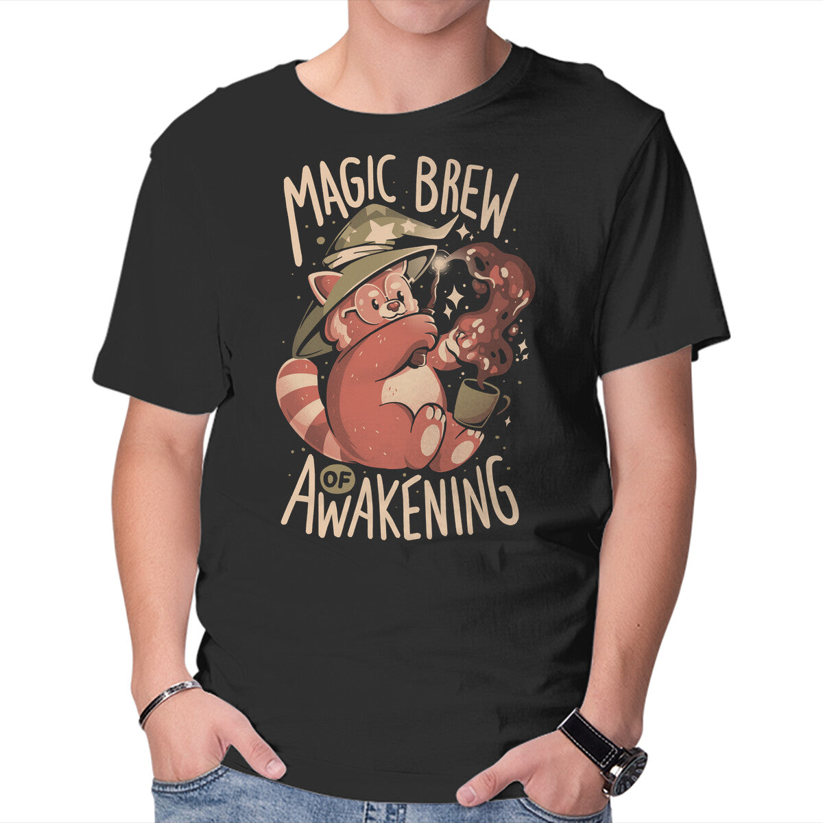 Unisex Crew Neck T-Shirt Magic Brew Of Awakening Graphic Short Sleeve Casual Tee XS