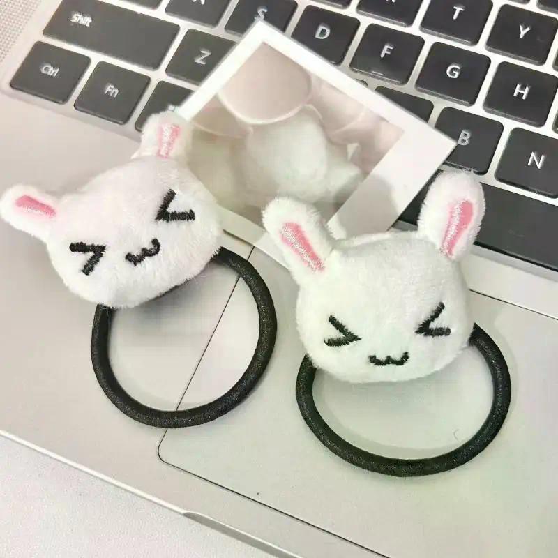 1/2 Adet Sevimli Peluş Tavşan Saç Tokası Saç Bandı Lolita Kızlar Öğrenciler İçin At Kuyruğu Saç İpi Saç Aksesuarları Takı