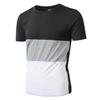 Men'S Autumn Sports Fitness Leisure Stand Up Collar Elastic Color Blocked Round Collar Short Sleeve T-Shirt