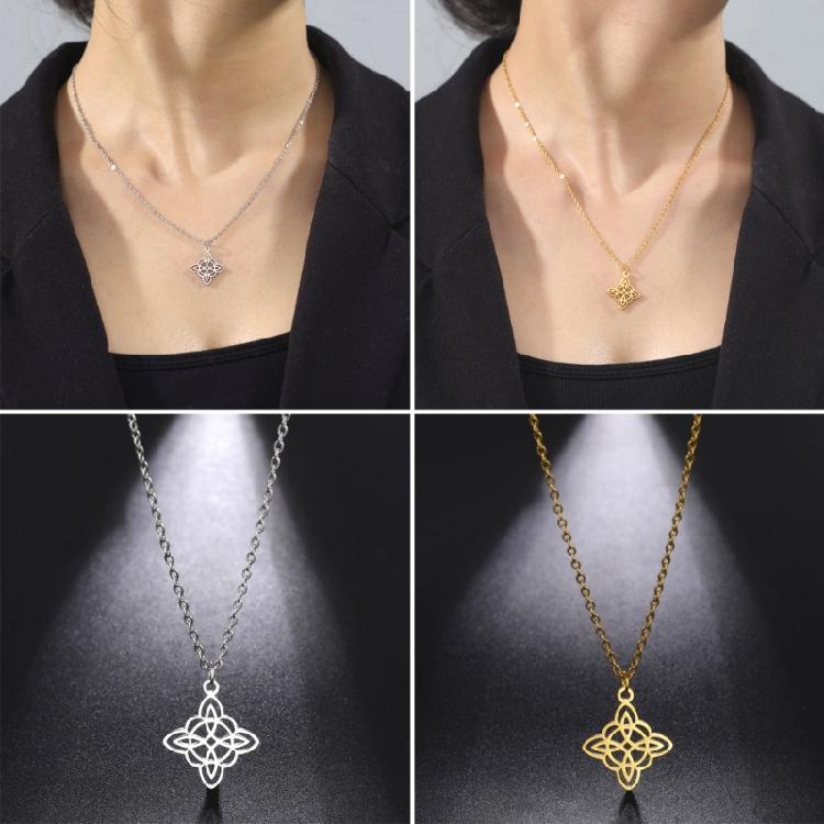Celtic-Knot Pendant Clavicle Chain Unique Witch Knot Necklace for Women Birthday