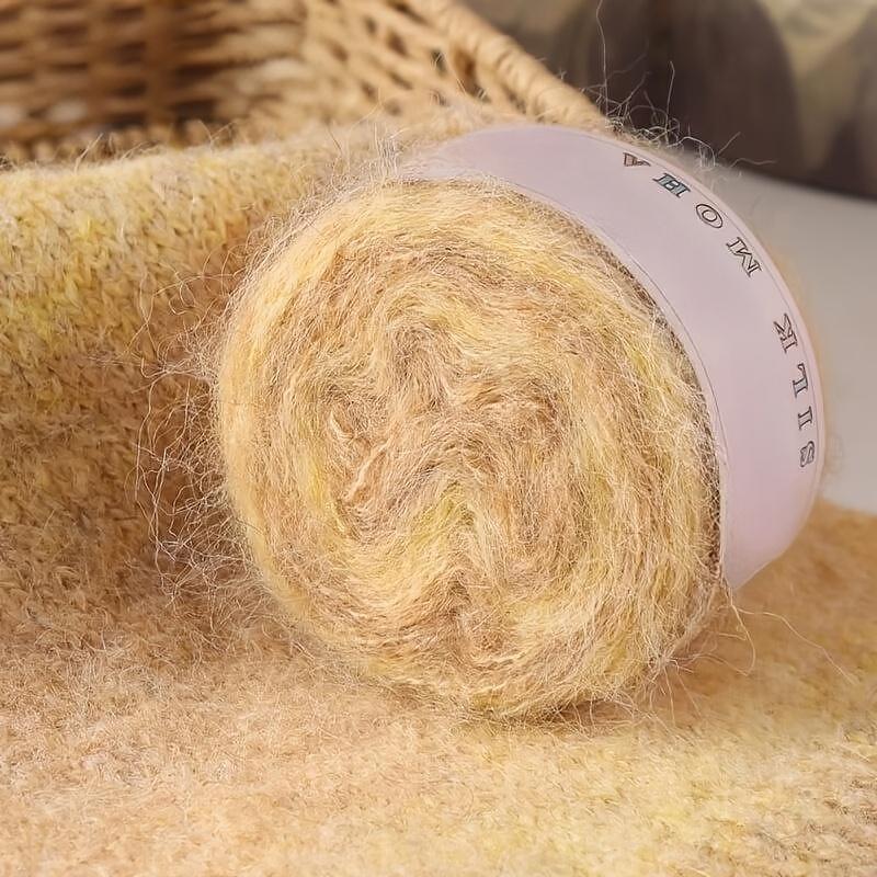 1PC Thread Multi-element Real Silk Pure Cotton Gradient Color Multi-functional Hand Woven Knit Yarn Handmade Gift