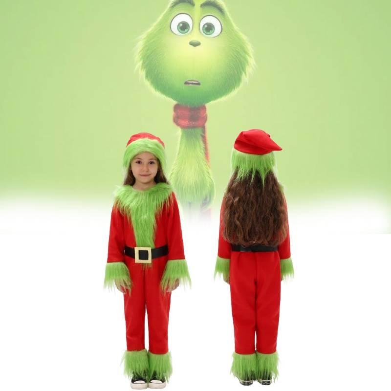 Adorable Christmas Grinch Costume For Kids In Soft Polyester For Festive Celebrations