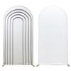 6.56ft Arched Fabric Background Covering Wedding Ripple White Arched Decorative Banner for Birthday Parties, Bridal Showers