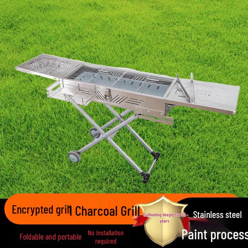 Beifu Foldable Stainless Steel BBQ Grill with 11-Piece Set