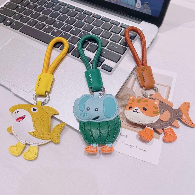 Cartoon PU Leather Shan Hai Jing Keychain Bag, Personalized Small Pendant Key Chain