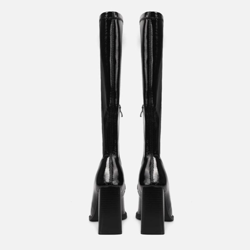Fashion Elegant High Heels Women Knee High Boots Fad Heeled Shoes New Chunky Pumps 2025 Winter Designer Woman Goth Chelsea Long Botas