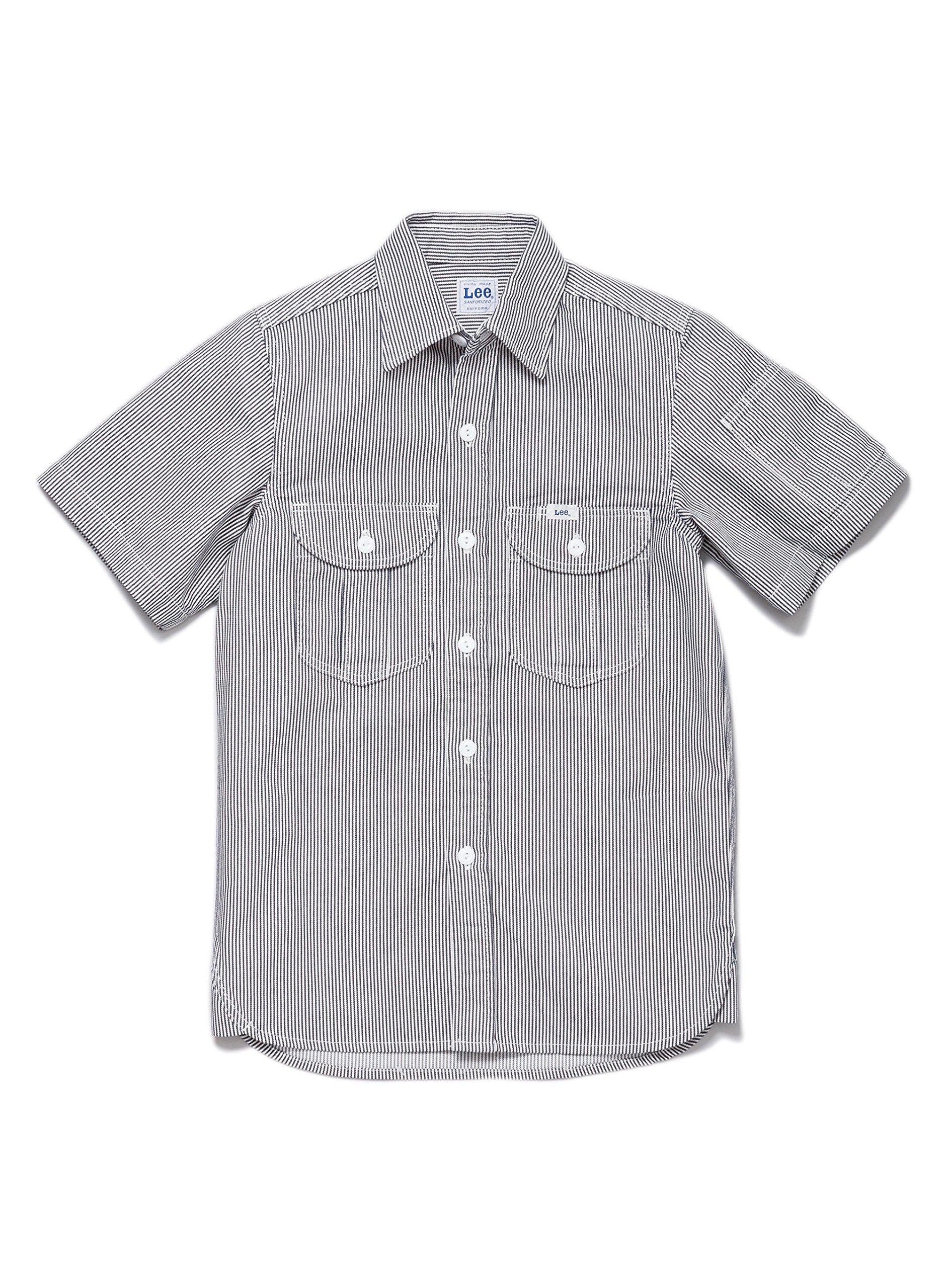 Lee Men s Work Short Sleeve Shirt white x blue S