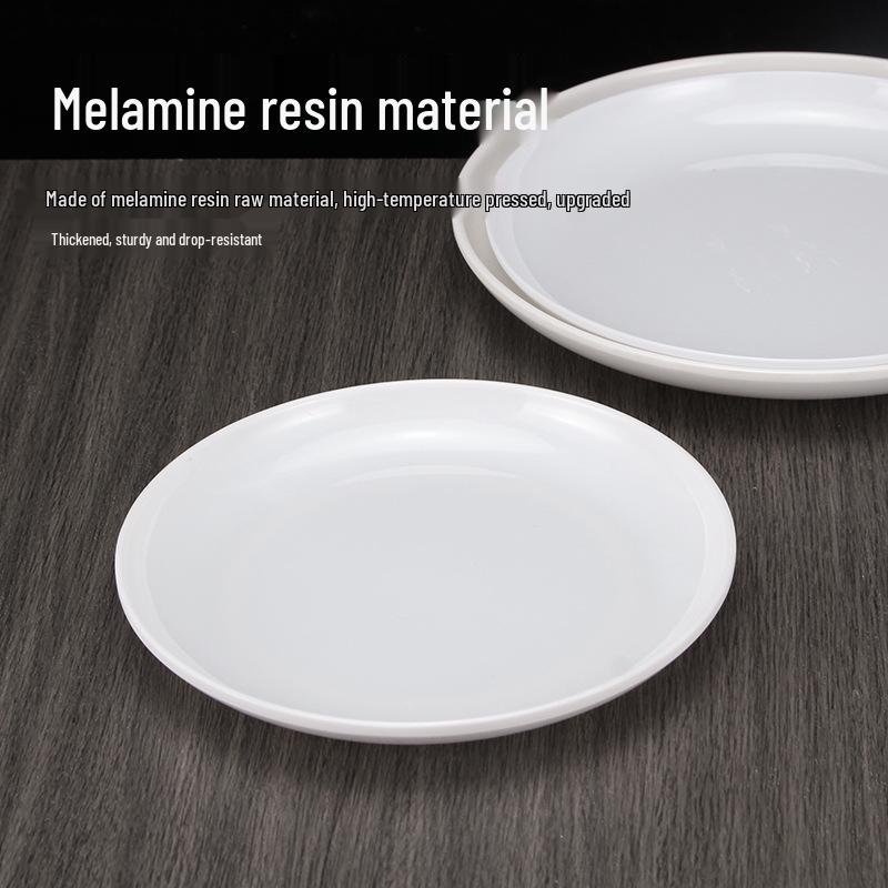 White Melamine Round Plate - Imitation Porcelain, Large and Durable, Perfect for Hotels and Restaurants