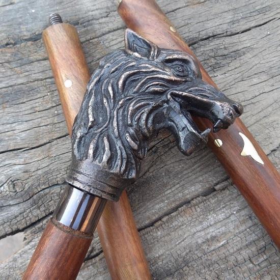 Vintage Designer Brass Handle Antique Style Victorian Cane Wooden Walking Stick