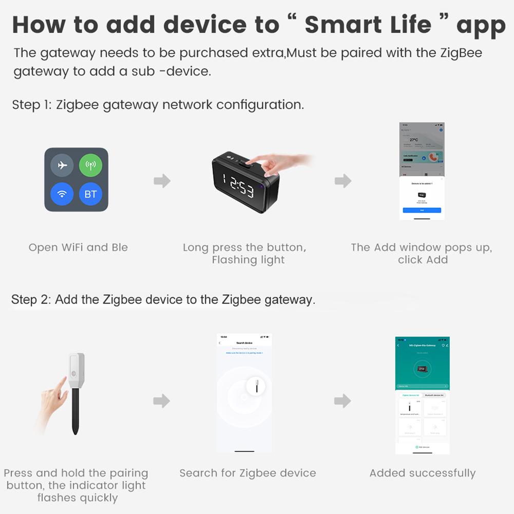 1-3PCS Tuya Zigbee WiFi Soil Moisture Sensor Garden Soil Water Content Humidity and Temperatuer Sensor Smart Remote Soil Monitor