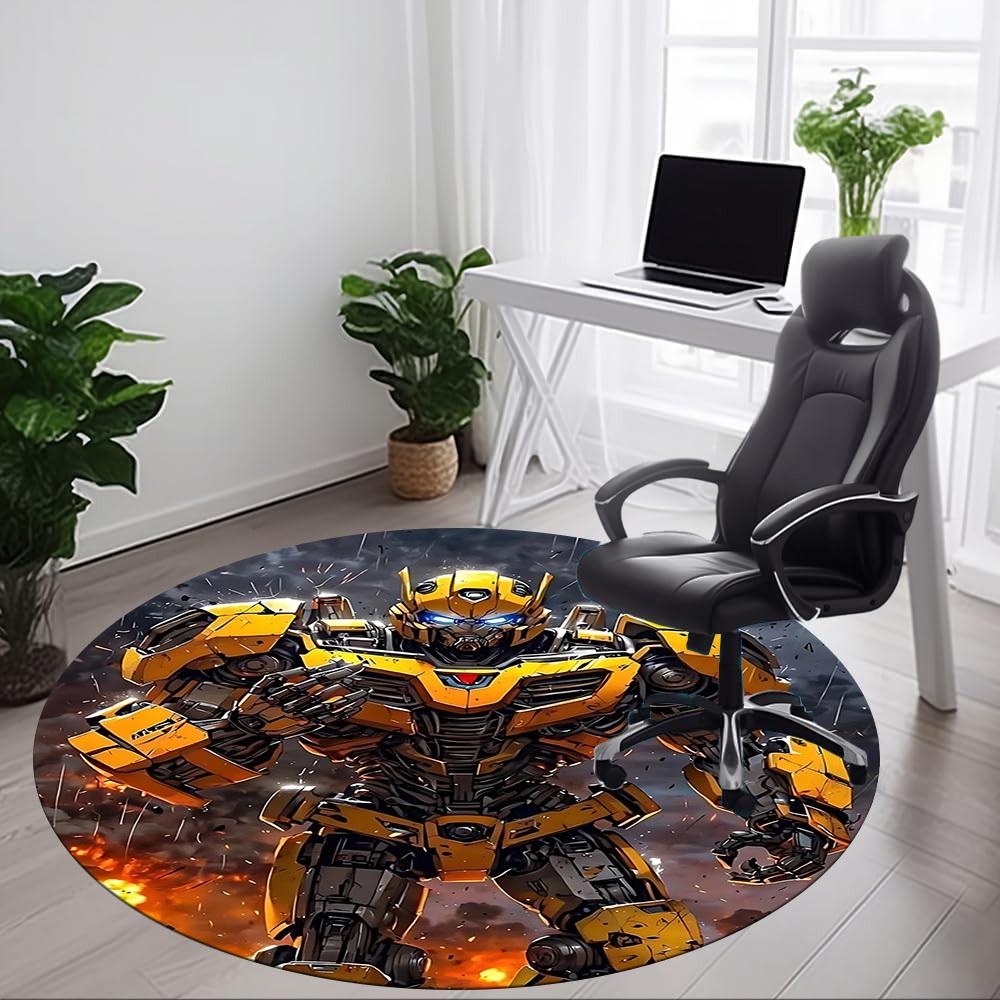 1pc Transformers Bumblebee Office Round Area Rug, Under Office Chairs Bedroom Living Room Home Decor, Room Decoa1016122