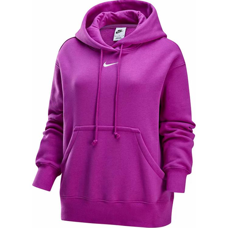 Nike Fleece Hooded Sports Warm Sweatshirt Women Tops Purple DQ5861-518 S