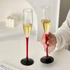 155ml Nordisch Roter Stiel Sektgläser Kelch Kreativ Hohe Gläser für Wein Dessertwein und Schaumwein