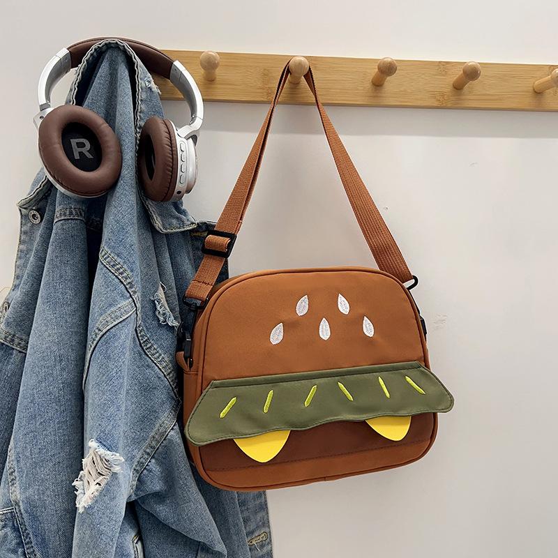 

Персонализированная милая американская наплечная сумка в виде бургера, женская новая повседневная трендовая мультяшная сумка-мессенджер в иностранном стиле, универсальная студенческая сумка коричневый