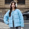 Square down cotton cotton jacket for women's winter new loose casual round neck large size cotton coat for women
