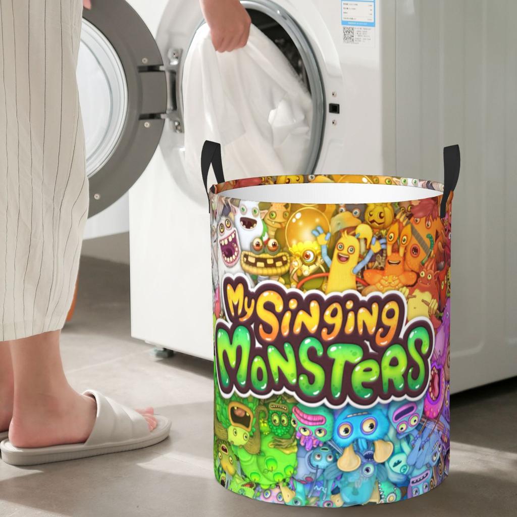 My Singing Monsters Collage Game Cartoon Foldable Laundry Baskets Dirty Clothes Toys Storage Basket Home Organizer Box