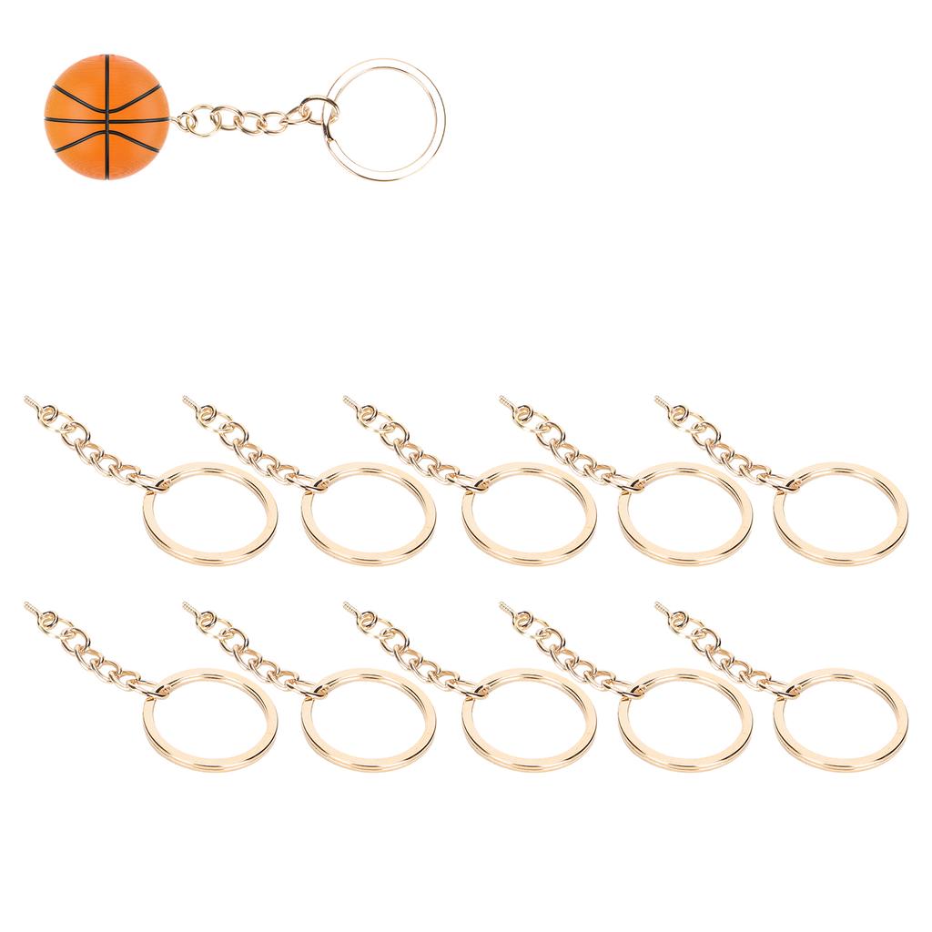 10pcs DIY Key Ring with Chain Portable Metal Key Chain Eye Screw Jewelry Pendant AccessoryGold 28mm